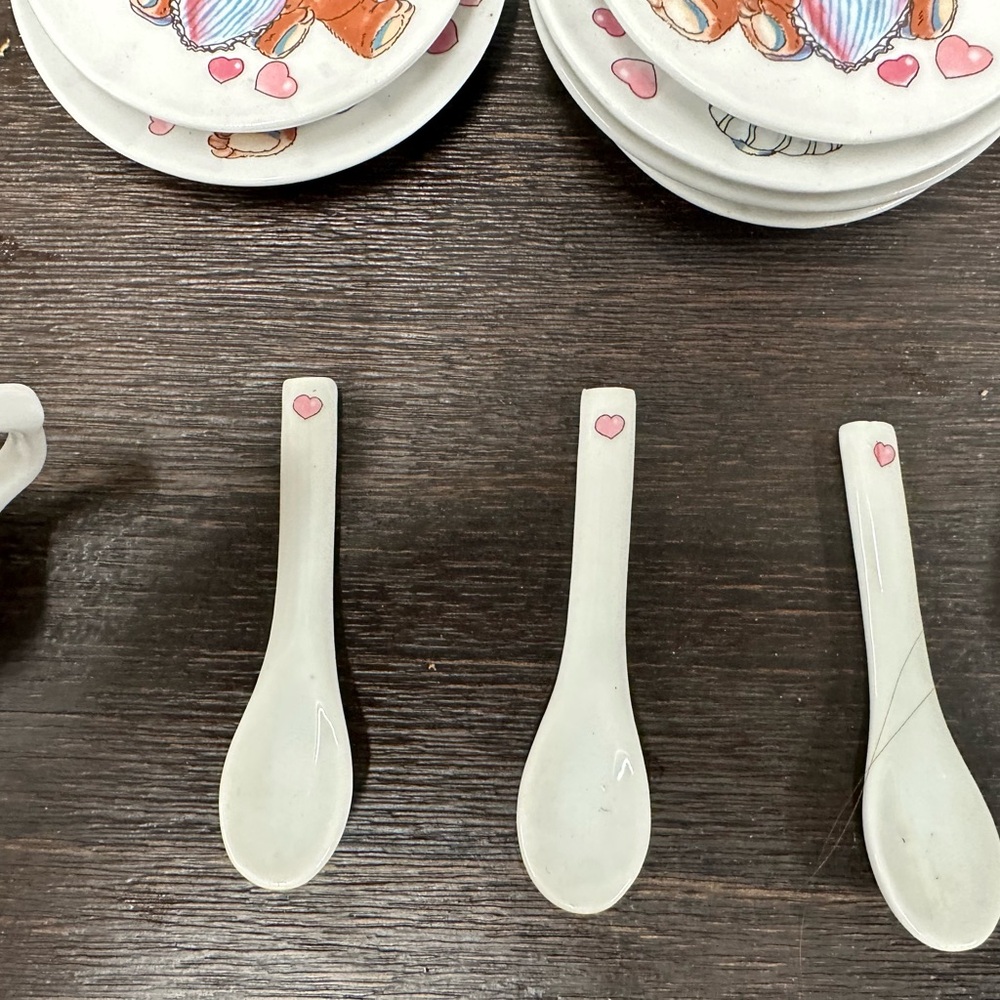 Vintage White Tea Set Made in Japan with Bear Design For Children - Picture 4 of 6